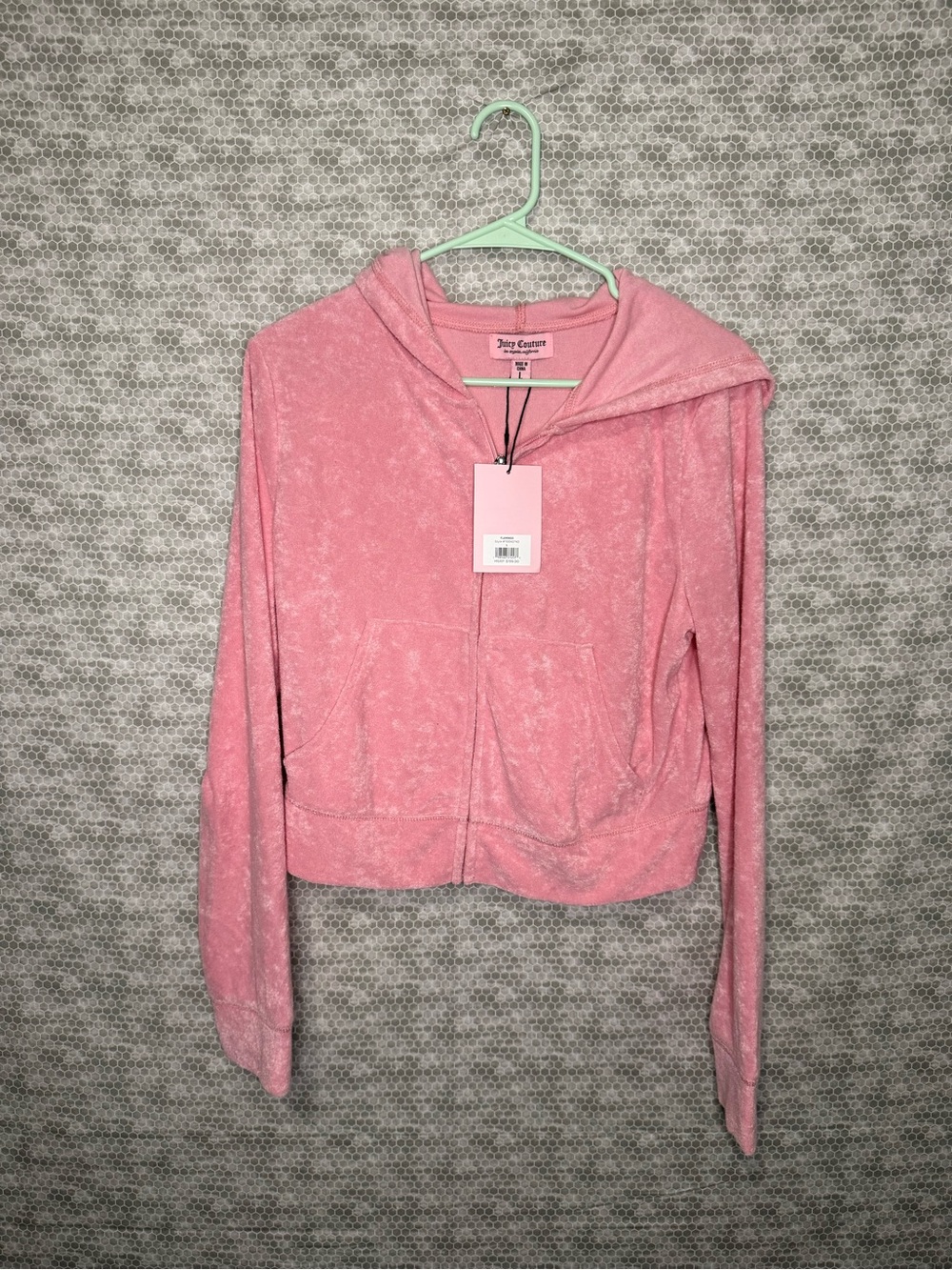 Y2K Juicy Couture Flamingo Pink Velour Zip Hoodie NWT